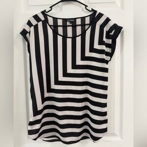 Express Women's Top with Black and White Geometric Stripes